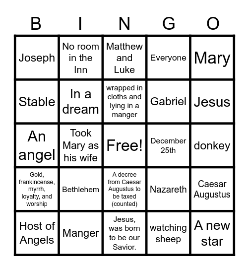 CHRISTMAS Bingo Card