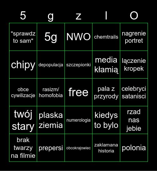 folia Bingo Card