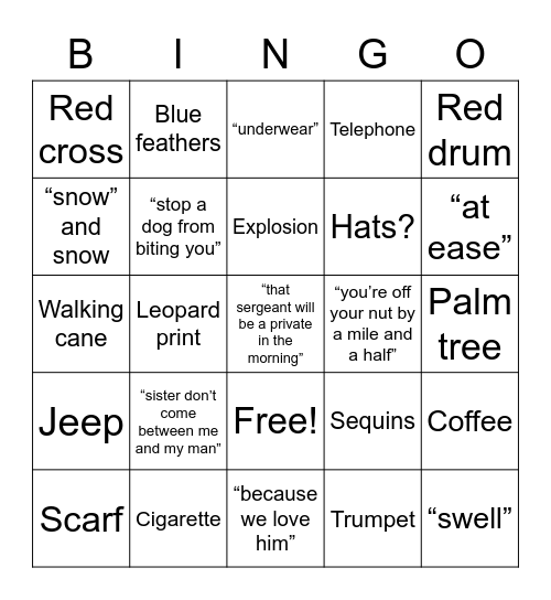 White Christmas (1954) BINGO #1 Bingo Card