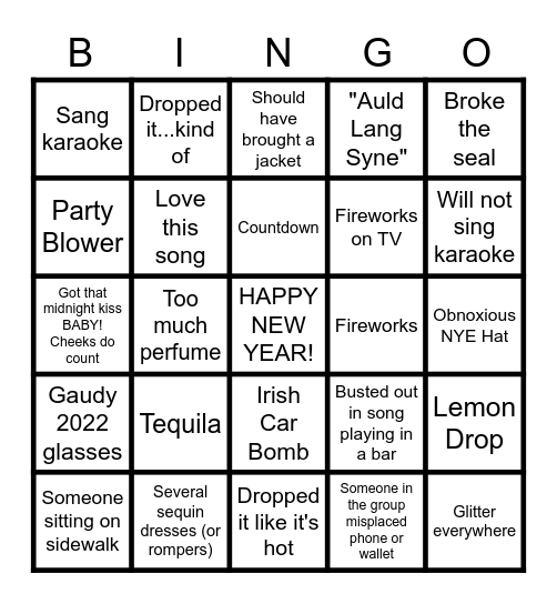 NYE BINGO Card