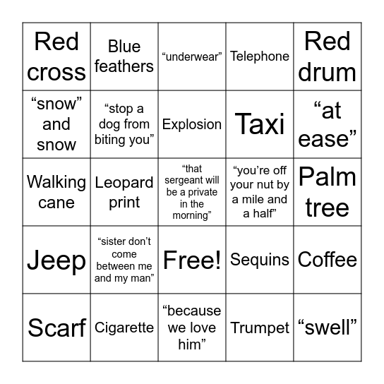 White Christmas BINGO Card