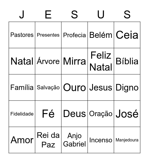 Bingo Cristão Bingo Card