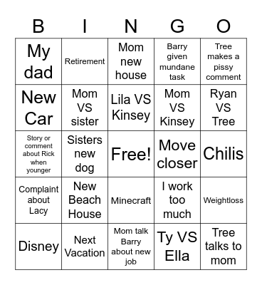 Family Bingo Card