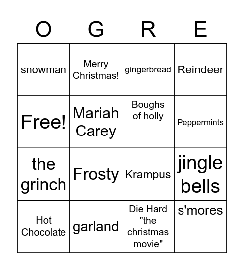 CHRISTMAS BANGO Bingo Card