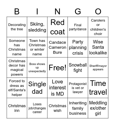 Hallmark Christmas Movie Bingo Card