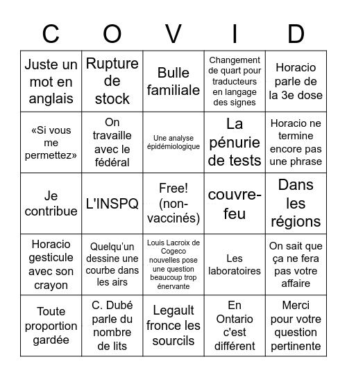 Bingo Point de presse QC Bingo Card