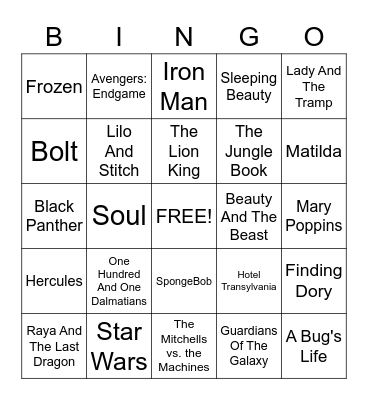 Movies Bingo Card