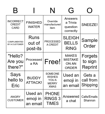 NAHANCO Bingo Card