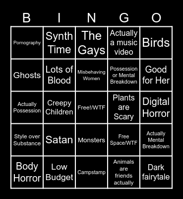 SwampFlix Bingo Card