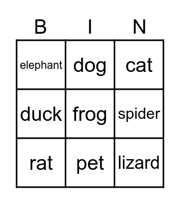 pets show Bingo Card