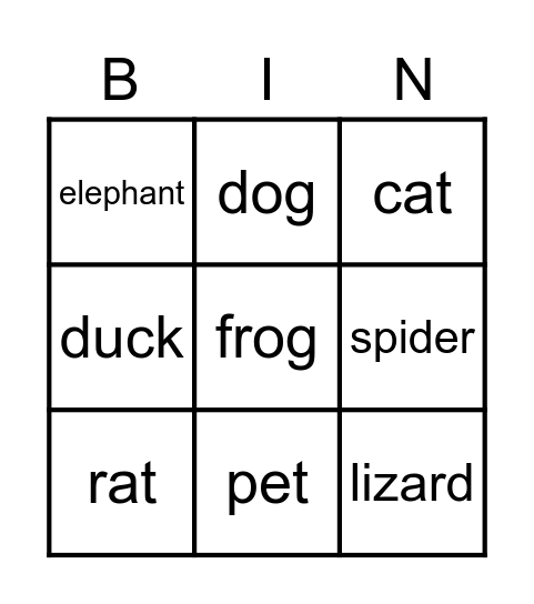 pets show Bingo Card