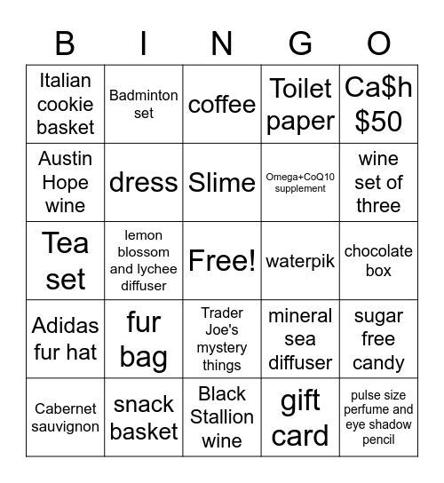 Little Sunshine Dental 2021 Christmas party Bingo Card