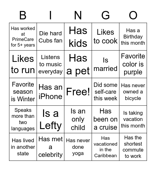 CIT BINGO Card