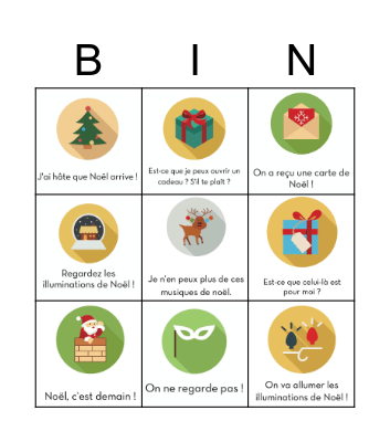 French Christmas Bingo Card