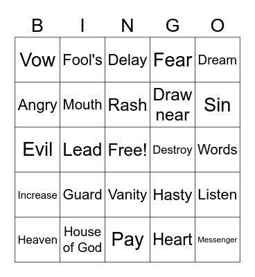 Praising God with More than Your Mouth Bingo Card