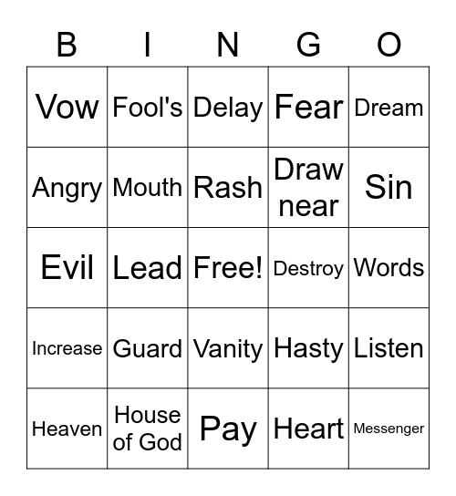 Praising God with More than Your Mouth Bingo Card