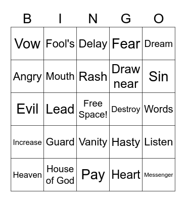 Praising God with More than Your Mouth Bingo Card