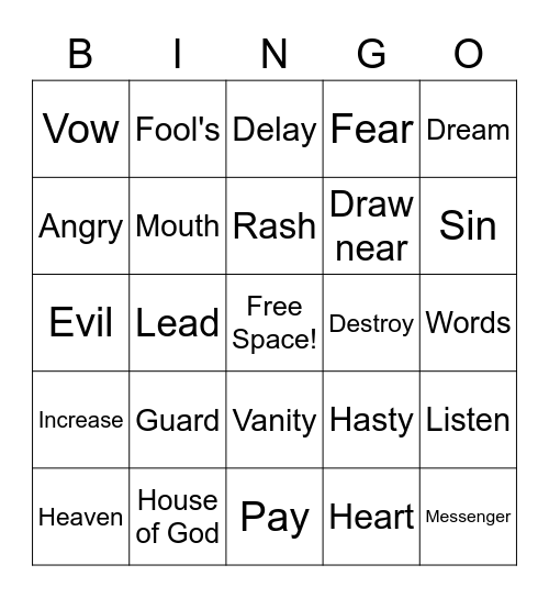 Praising God with More than Your Mouth Bingo Card