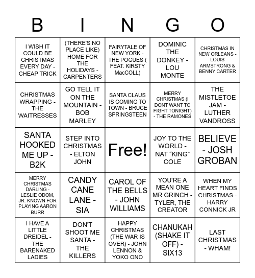 Holiday Bingo! Bingo Card