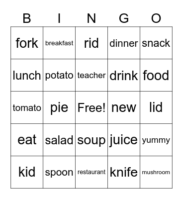 class 2 Bingo Card