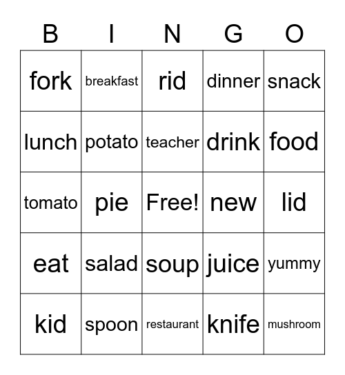 class 2 Bingo Card