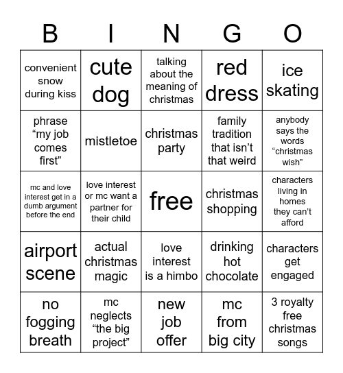 Hallmark Christmas Movies Bingo Card