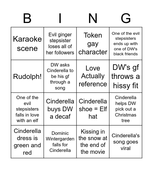 Hallmark Christmas Movie Bingo Card