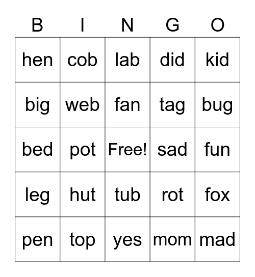 Reading Bingo! Bingo Card