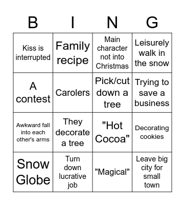 Hallmark Christmas Movies Bingo Card