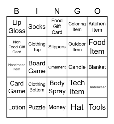 Holiday Bingo Card