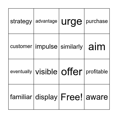 L8 Vocabulary BINGO Card