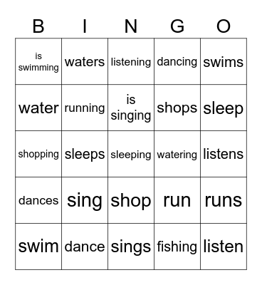 VanThink 2A Lesson 15 Part 2 Bingo Card