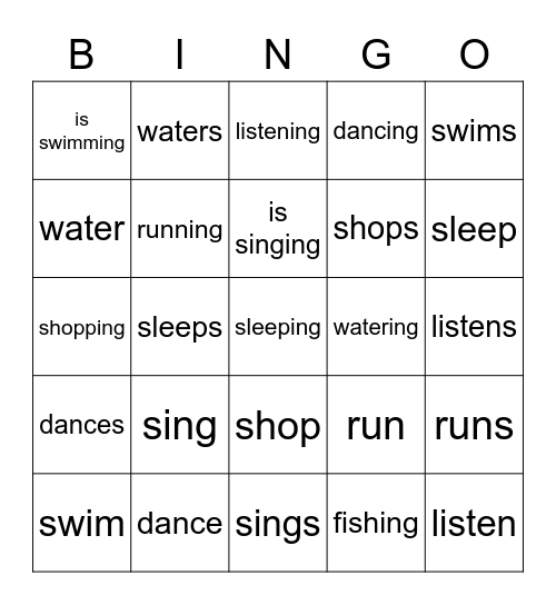 VanThink 2A Lesson 15 Part 2 Bingo Card