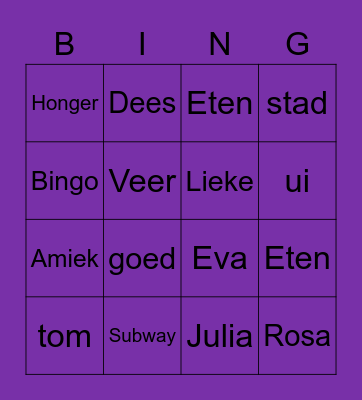 Foodsy Muziekbingo !!! Bingo Card