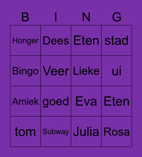 Foodsy Muziekbingo !!! Bingo Card
