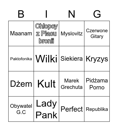 ICON SMUTNA POLSKA MUZYKA Bingo Card