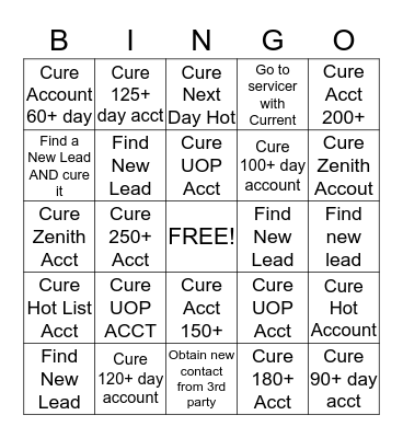 BONUS CURE BINGO Card