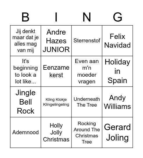 Foodsy Muziek Bingo!!! Bingo Card