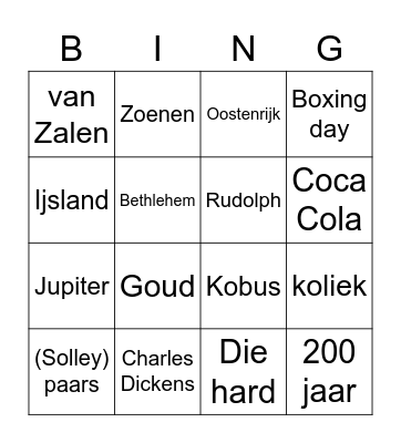 Kerst Bingo! Bingo Card