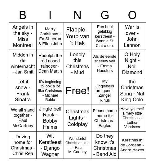 Kerst bingo Den Nul 2021 Bingo Card