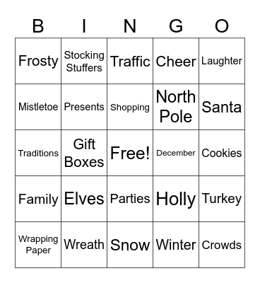 Holiday FUN Bingo Card