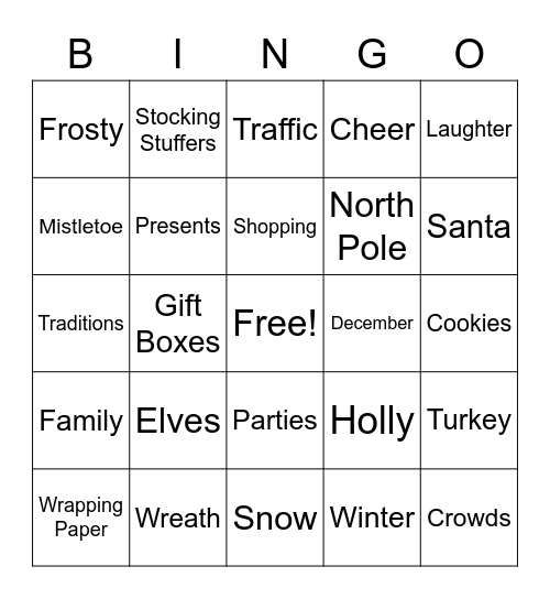 Holiday FUN Bingo Card