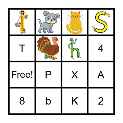 Kindergarten Bingo Card