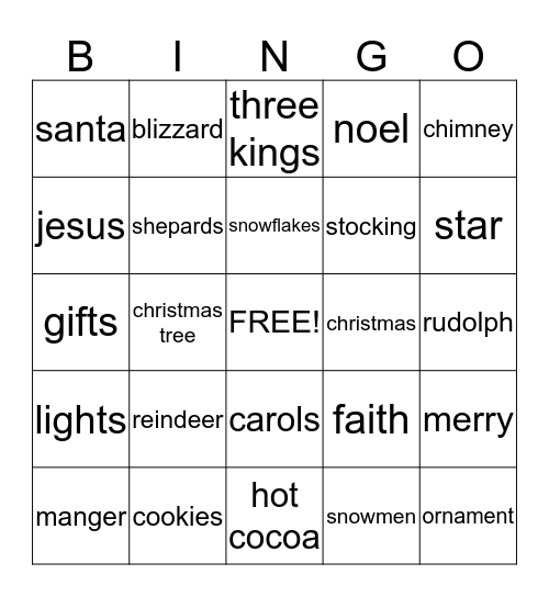 christmas bingo Card