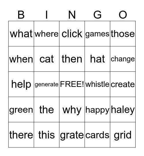 Haley  Bingo Card