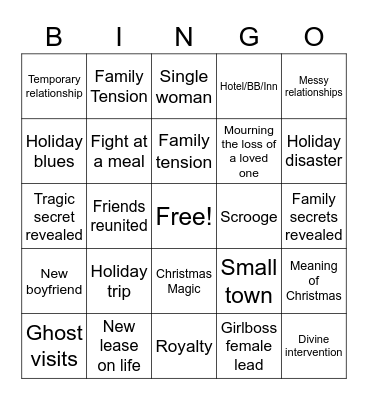 Holiday Move Tropes Bingo Card