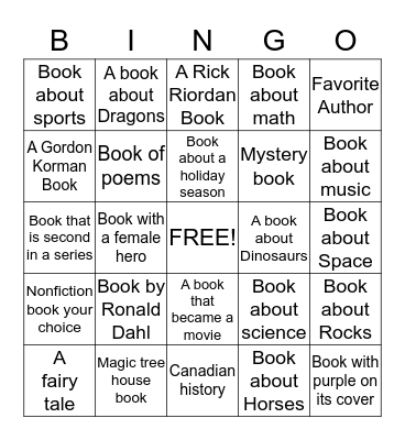 Book Bingo Card