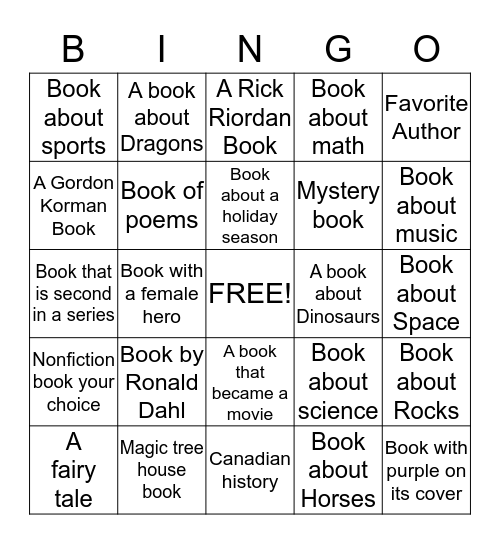 Book Bingo Card