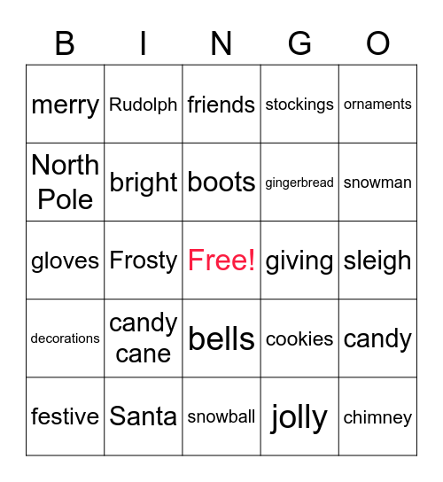 Holiday Bingo Card