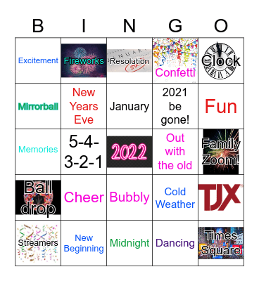 New Years 2022 Bingo Card